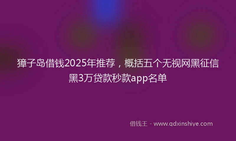 獐子岛借钱2025年推荐，概括五个无视网黑征信黑3万贷款秒款app名单