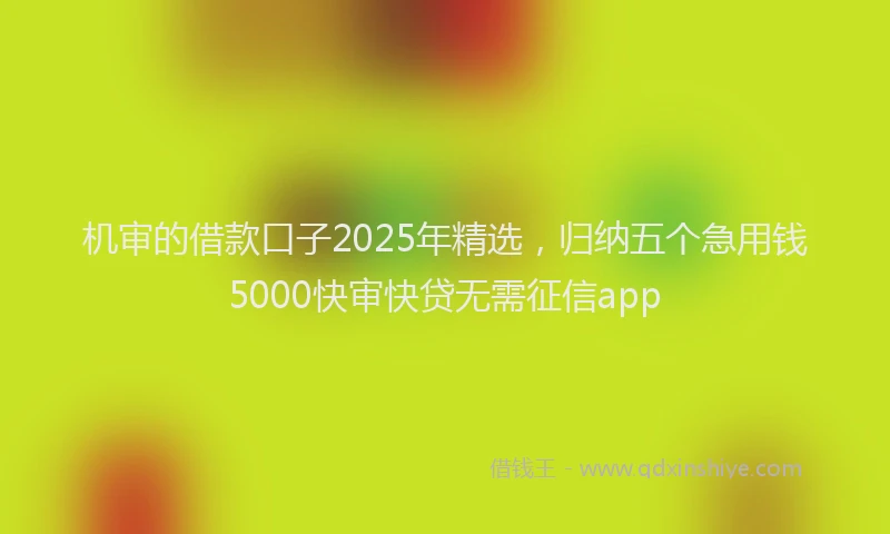 机审的借款口子2025年精选，归纳五个急用钱5000快审快贷无需征信app