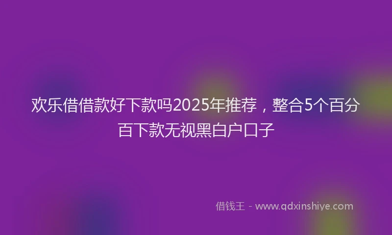 欢乐借借款好下款吗2025年推荐，整合5个百分百下款无视黑白户口子