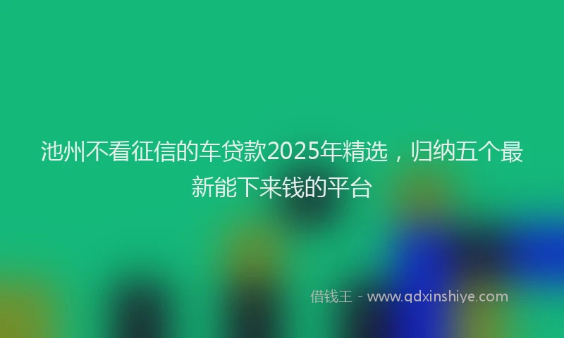 池州不看征信的车贷款2025年精选，归纳五个最新能下来钱的平台