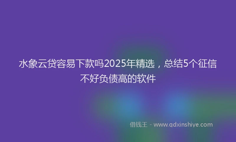 水象云贷容易下款吗2025年精选，总结5个征信不好负债高的软件