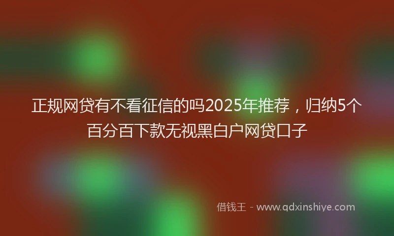正规网贷有不看征信的吗2025年推荐，归纳5个百分百下款无视黑白户网贷口子