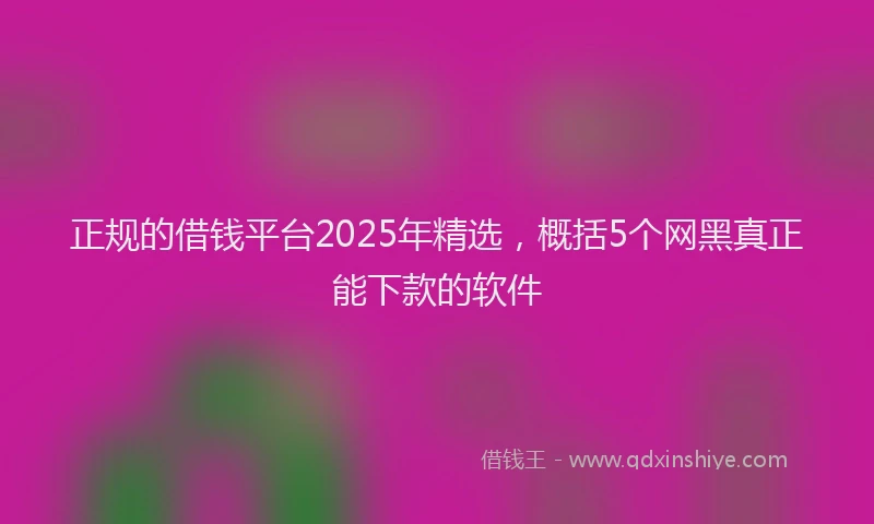正规的借钱平台2025年精选，概括5个网黑真正能下款的软件