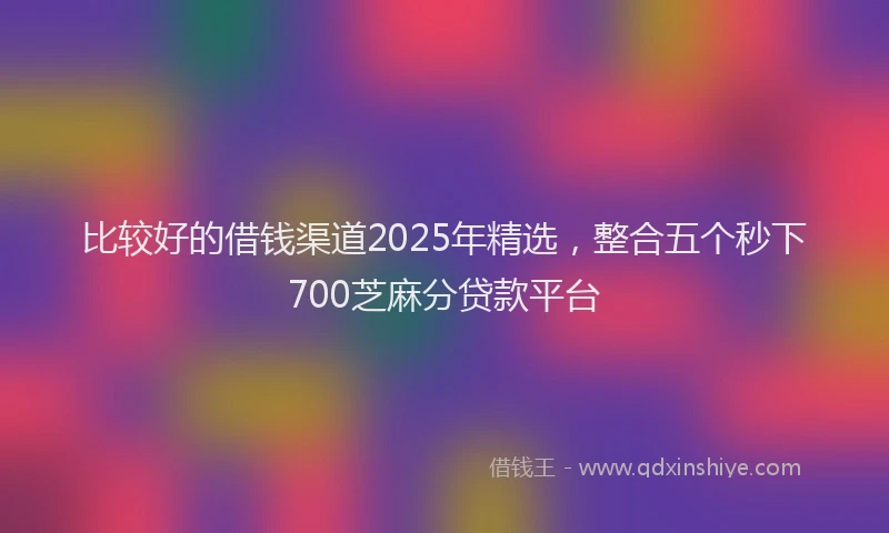 比较好的借钱渠道2025年精选，整合五个秒下700芝麻分贷款平台