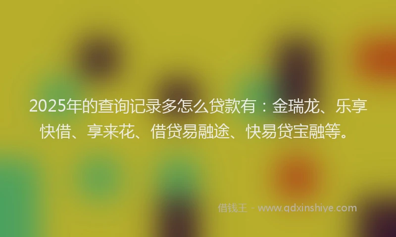 2025年的查询记录多怎么贷款有：金瑞龙、乐享快借、享来花、借贷易融途、快易贷宝融等。