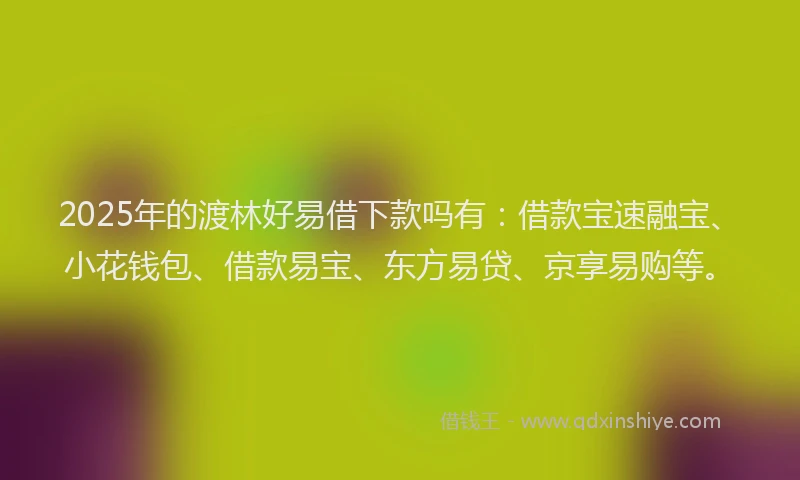 2025年的渡林好易借下款吗有：借款宝速融宝、小花钱包、借款易宝、东方易贷、京享易购等。