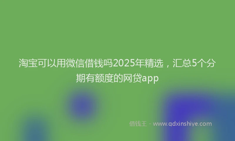 淘宝可以用微信借钱吗2025年精选，汇总5个分期有额度的网贷app