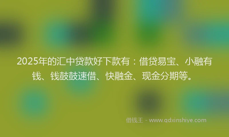 2025年的汇中贷款好下款有：借贷易宝、小融有钱、钱鼓鼓速借、快融金、现金分期等。