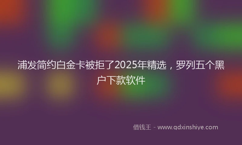 浦发简约白金卡被拒了2025年精选，罗列五个黑户下款软件