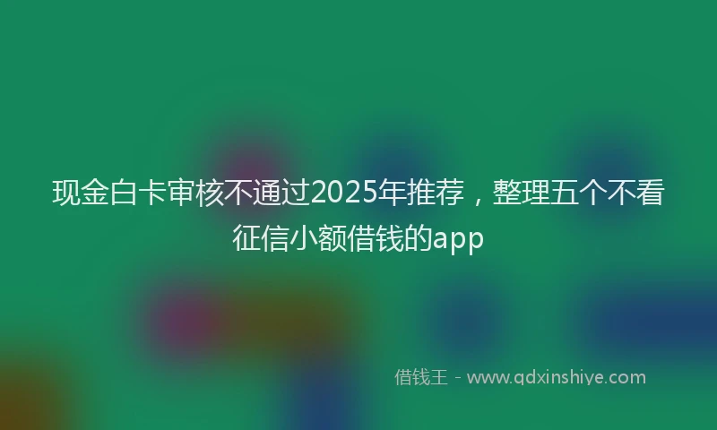 现金白卡审核不通过2025年推荐，整理五个不看征信小额借钱的app