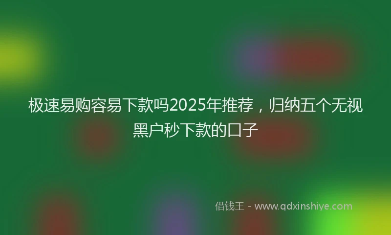 极速易购容易下款吗2025年推荐，归纳五个无视黑户秒下款的口子