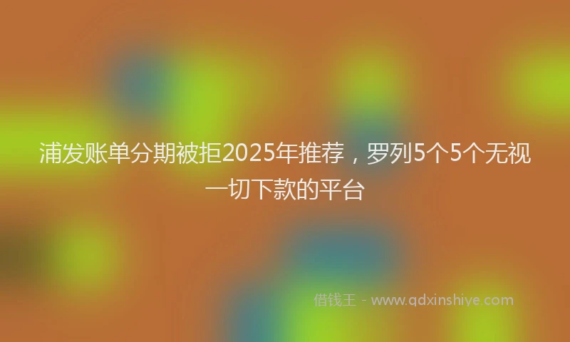 浦发账单分期被拒2025年推荐，罗列5个5个无视一切下款的平台