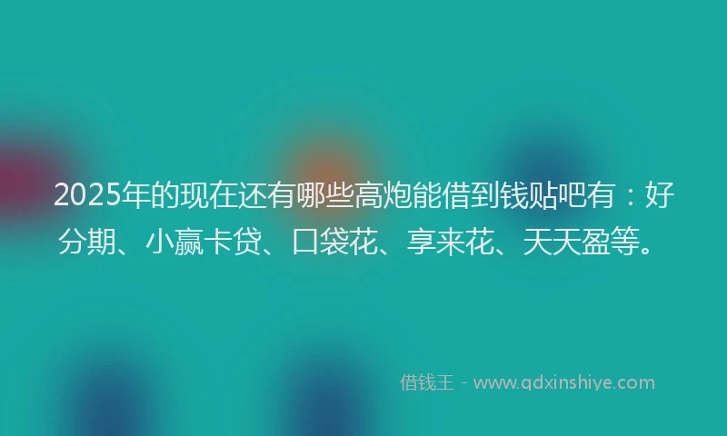 2025年的现在还有哪些高炮能借到钱贴吧有：好分期、小赢卡贷、口袋花、享来花、天天盈等。