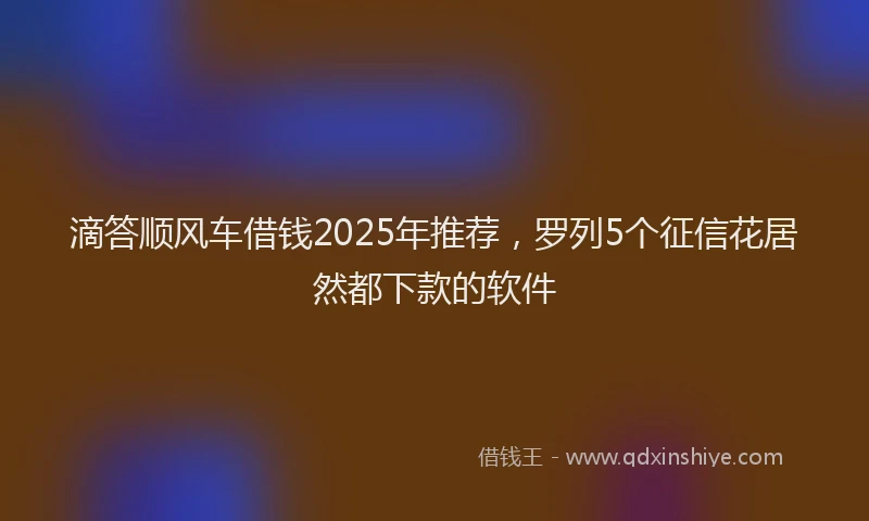 滴答顺风车借钱2025年推荐，罗列5个征信花居然都下款的软件
