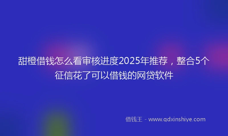 甜橙借钱怎么看审核进度2025年推荐，整合5个征信花了可以借钱的网贷软件