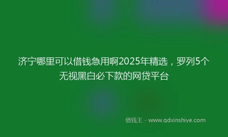 济宁哪里可以借钱急用啊2025年精选，罗列5个无视黑白必下款的网贷平台