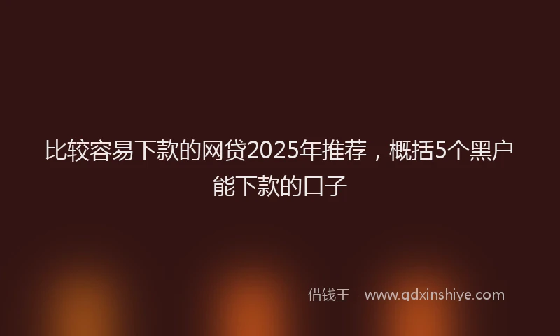 比较容易下款的网贷2025年推荐，概括5个黑户能下款的口子