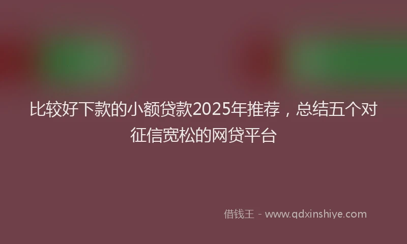 比较好下款的小额贷款2025年推荐，总结五个对征信宽松的网贷平台