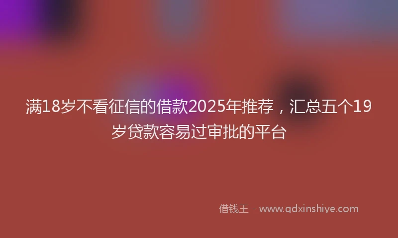 满18岁不看征信的借款2025年推荐，汇总五个19岁贷款容易过审批的平台