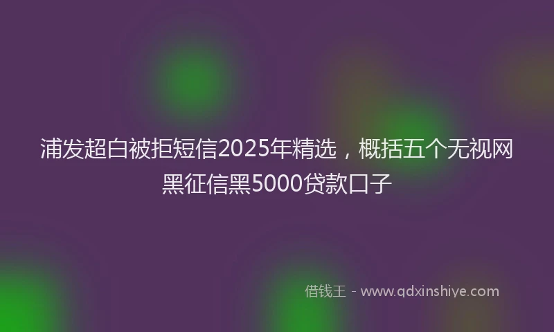 浦发超白被拒短信2025年精选，概括五个无视网黑征信黑5000贷款口子