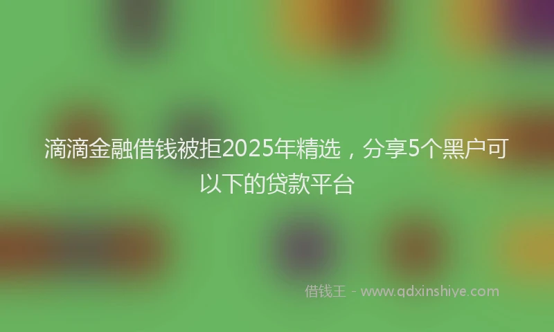 滴滴金融借钱被拒2025年精选，分享5个黑户可以下的贷款平台