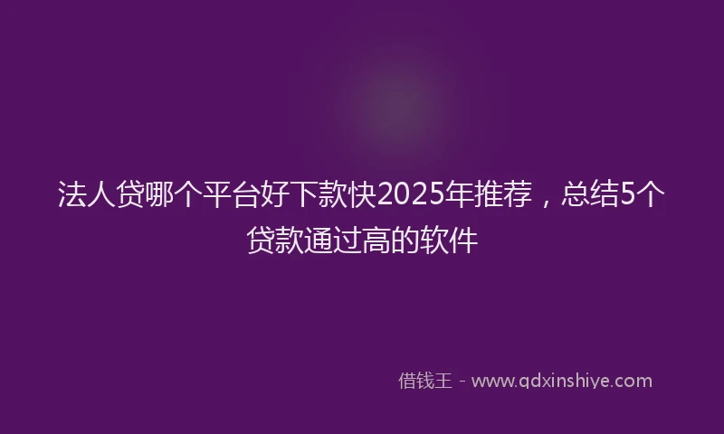 法人贷哪个平台好下款快2025年推荐，总结5个贷款通过高的软件