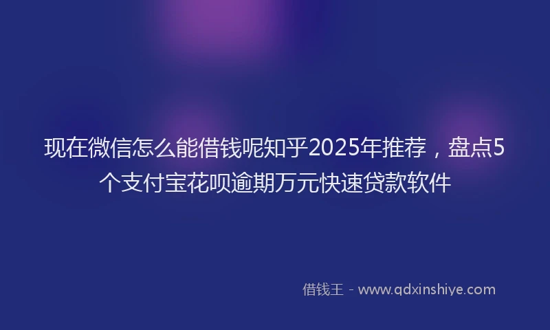 现在微信怎么能借钱呢知乎2025年推荐，盘点5个支付宝花呗逾期万元快速贷款软件