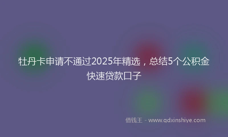 牡丹卡申请不通过2025年精选，总结5个公积金快速贷款口子
