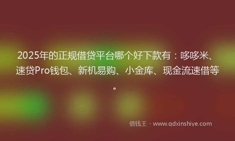 2025年的正规借贷平台哪个好下款有：哆哆米、速贷Pro钱包、新机易购、小金库、现金流速借等。