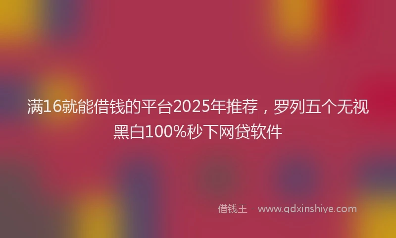 满16就能借钱的平台2025年推荐，罗列五个无视黑白100%秒下网贷软件