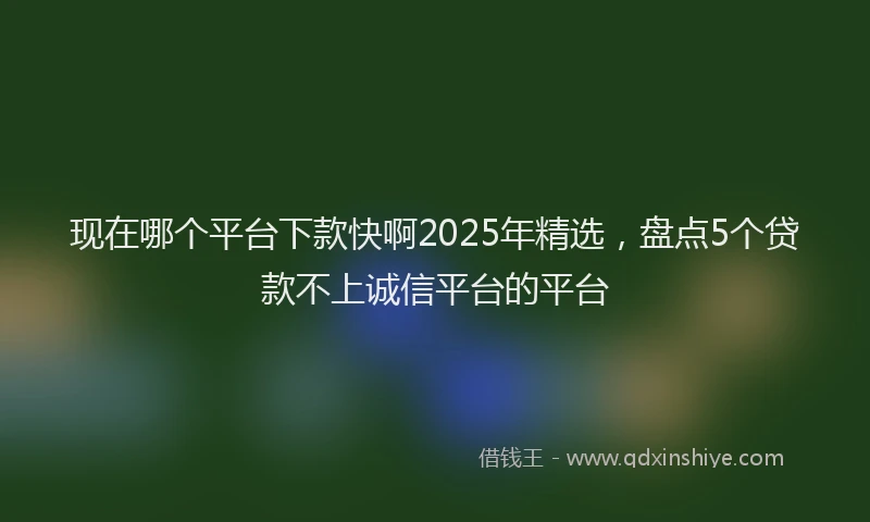 现在哪个平台下款快啊2025年精选，盘点5个贷款不上诚信平台的平台