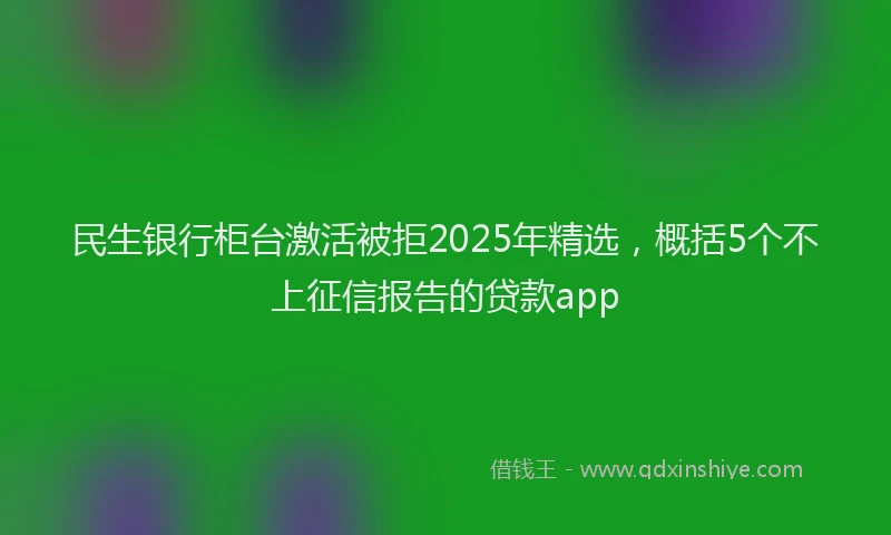 民生银行柜台激活被拒2025年精选，概括5个不上征信报告的贷款app