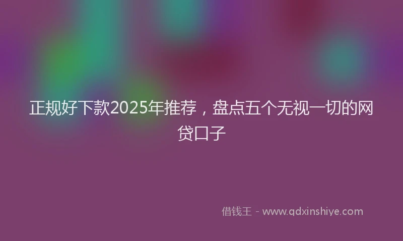 正规好下款2025年推荐，盘点五个无视一切的网贷口子