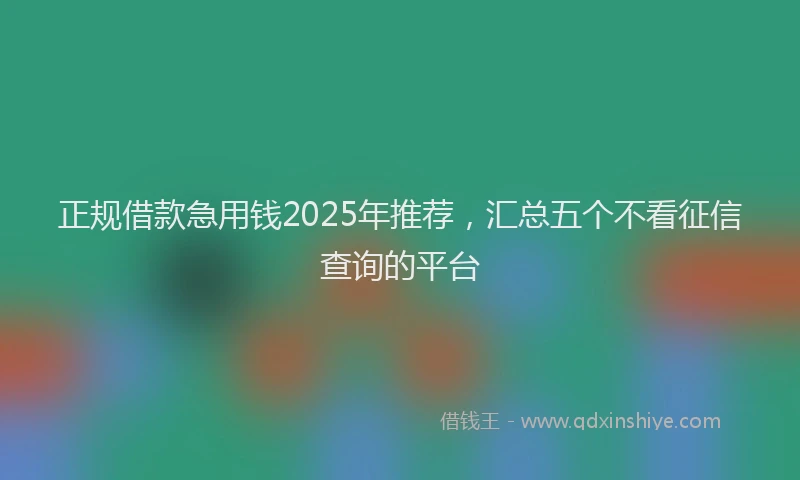 正规借款急用钱2025年推荐，汇总五个不看征信查询的平台