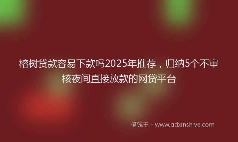 榕树贷款容易下款吗2025年推荐，归纳5个不审核夜间直接放款的网贷平台