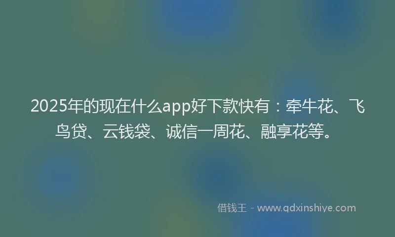 2025年的现在什么app好下款快有：牵牛花、飞鸟贷、云钱袋、诚信一周花、融享花等。