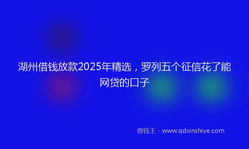 湖州借钱放款2025年精选，罗列五个征信花了能网贷的口子