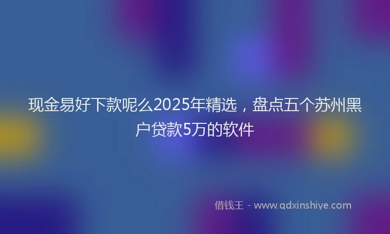 现金易好下款呢么2025年精选，盘点五个苏州黑户贷款5万的软件