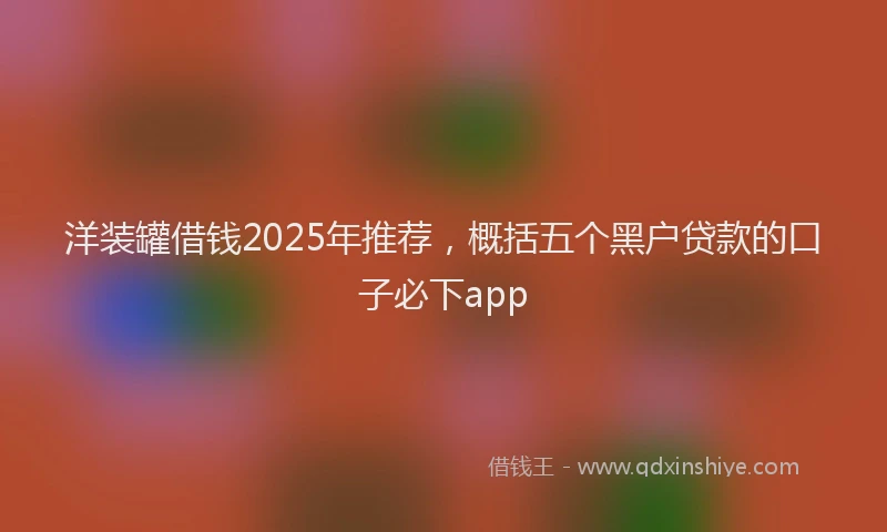 洋装罐借钱2025年推荐，概括五个黑户贷款的口子必下app