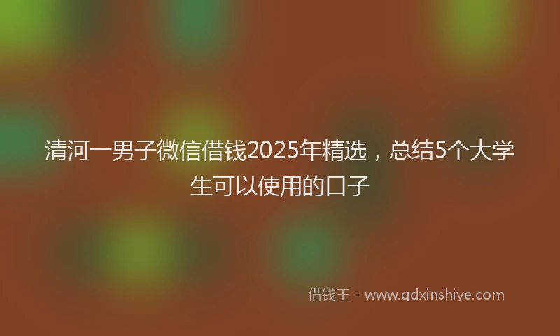 清河一男子微信借钱2025年精选，总结5个大学生可以使用的口子