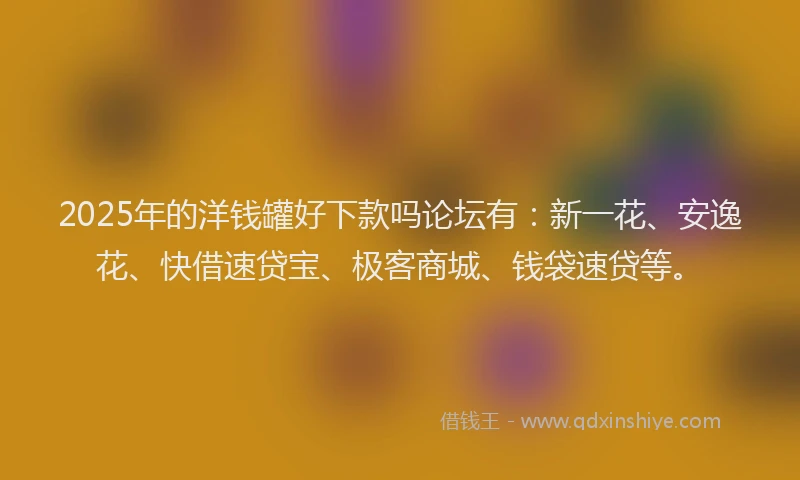 2025年的洋钱罐好下款吗论坛有：新一花、安逸花、快借速贷宝、极客商城、钱袋速贷等。