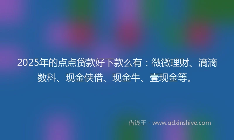 2025年的点点贷款好下款么有：微微理财、滴滴数科、现金侠借、现金牛、壹现金等。