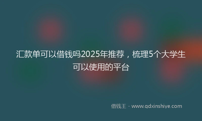 汇款单可以借钱吗2025年推荐，梳理5个大学生可以使用的平台