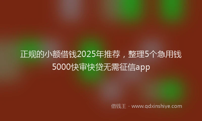 正规的小额借钱2025年推荐，整理5个急用钱5000快审快贷无需征信app