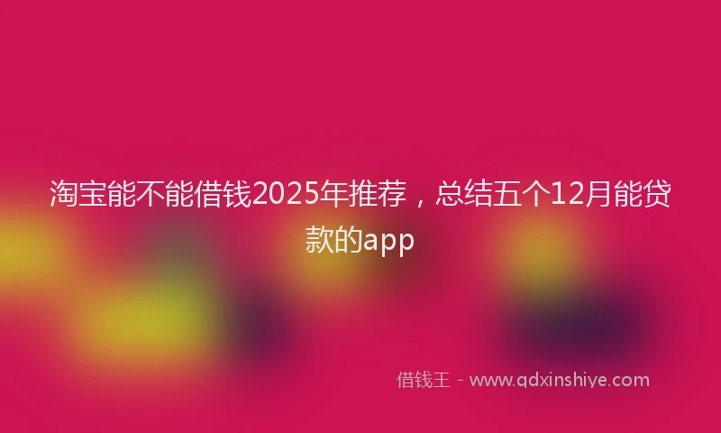淘宝能不能借钱2025年推荐，总结五个12月能贷款的app