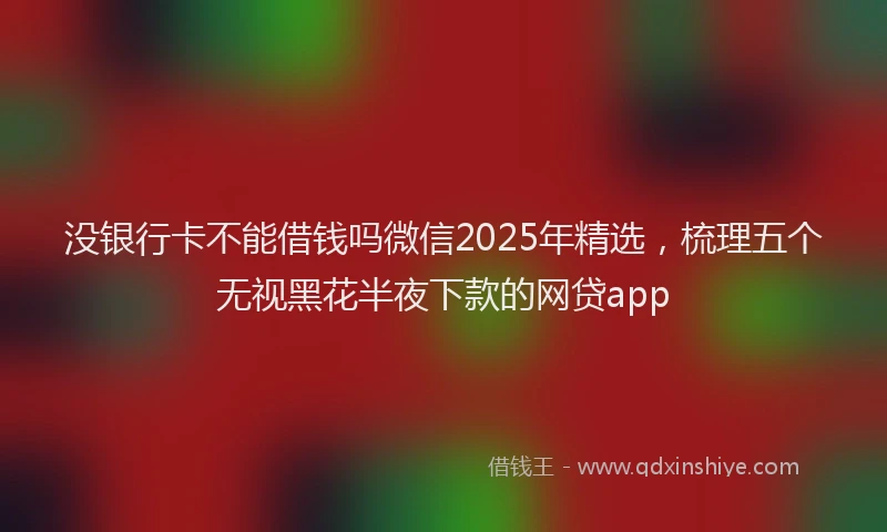 没银行卡不能借钱吗微信2025年精选，梳理五个无视黑花半夜下款的网贷app