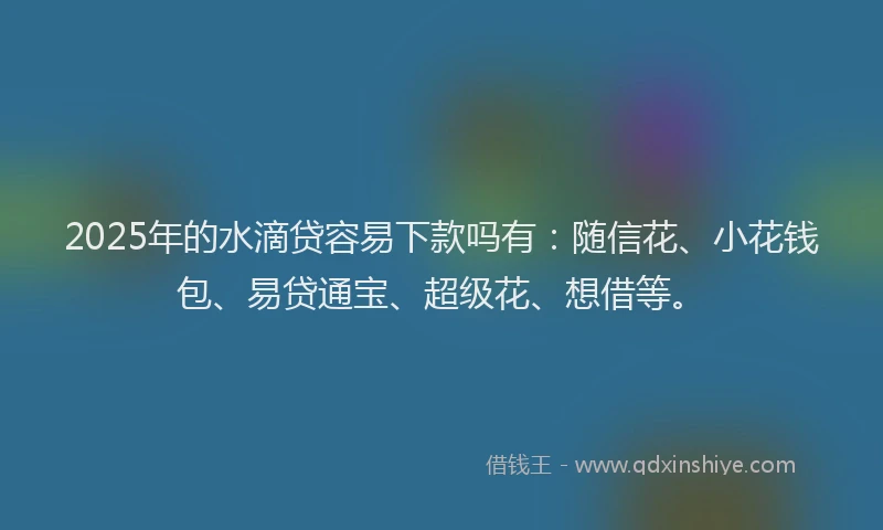 2025年的水滴贷容易下款吗有：随信花、小花钱包、易贷通宝、超级花、想借等。