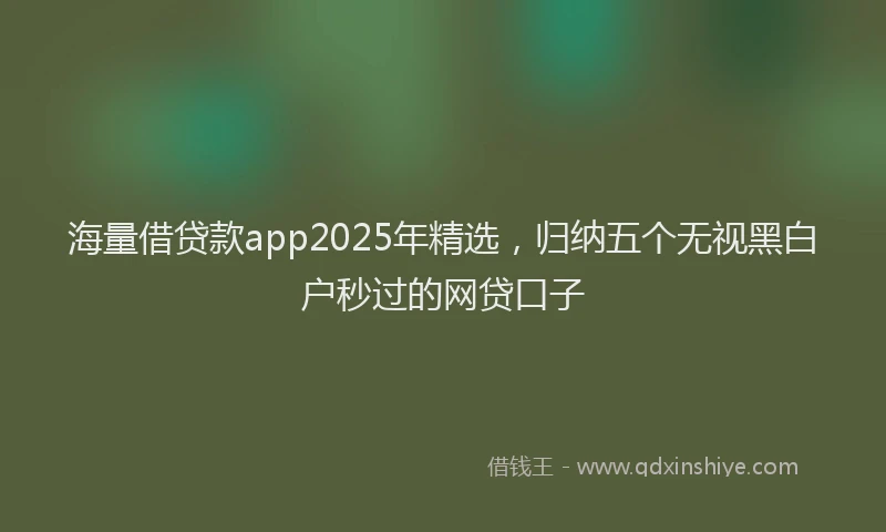 海量借贷款app2025年精选，归纳五个无视黑白户秒过的网贷口子