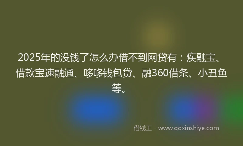 2025年的没钱了怎么办借不到网贷有：疾融宝、借款宝速融通、哆哆钱包贷、融360借条、小丑鱼等。