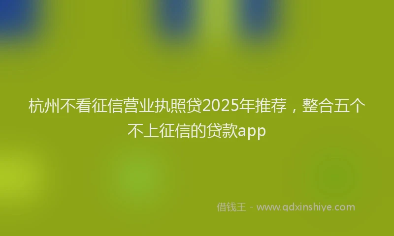 杭州不看征信营业执照贷2025年推荐，整合五个不上征信的贷款app